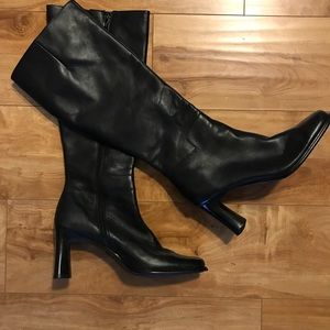 Black leather boots